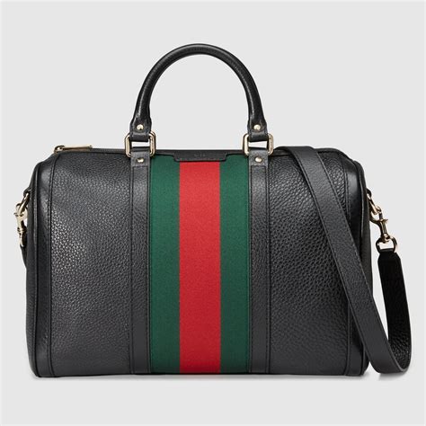 gucci vintage web leather boston bag